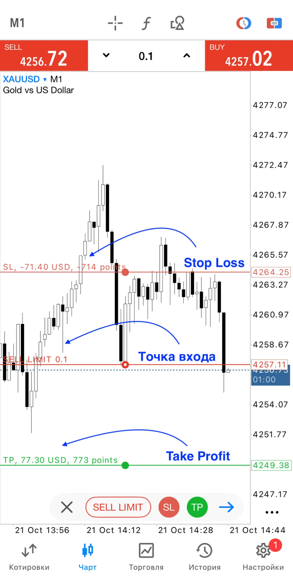 Визуализация уровней Stop Loss и Take Profit на графике MetaTrader